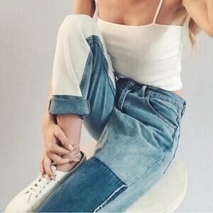 John Galt Brandy Melville S / 0-4 | Kenzo Straight Patchwork Jeans 3 Wash Block
